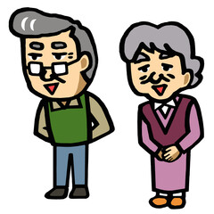 おじいちゃんおばあちゃん　イラスト