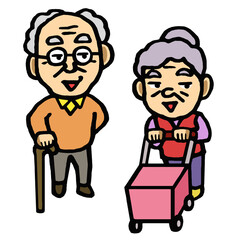 おじいちゃんおばあちゃん　イラスト