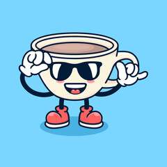 cartoon cute brown cup wearing sunglasses