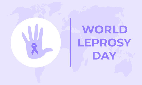 World Leprosy Day Concept Design. January.Palm with purple ribbon.Vector Illustration.