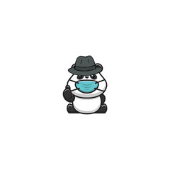 vector cute panda with a mafia style hat strength