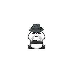 vector cute panda with a mafia style hat isolated