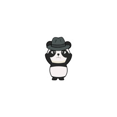vector cute panda with a mafia style hat colorful