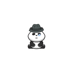 vector cute panda with a mafia style hat