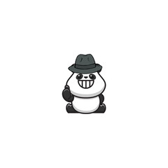 vector cute panda with a mafia style hat panda