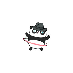 Obraz premium vector cute panda with a mafia style hat graphic