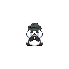 vector cute panda with a mafia style hat character