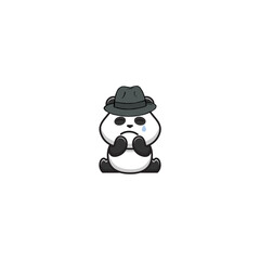 vector cute panda with a mafia style hat wildlife