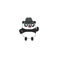 vector cute panda with a mafia style hat modern