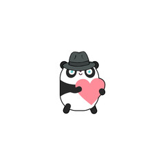 vector cute panda with a mafia style hat head