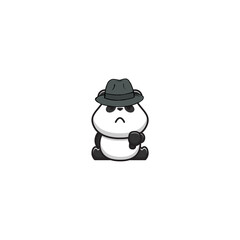 vector cute panda with a mafia style hat design