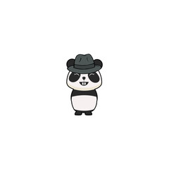 vector cute panda with a mafia style hat mascot
