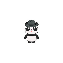 vector cute panda with a mafia style hat art