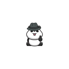 vector cute panda with a mafia style hat funny
