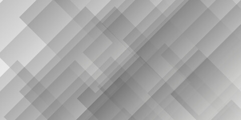 Abstract white and gray background design with layers of textured white transparent material in triangle and squares shapes. White color technology concept geometric line vector background.