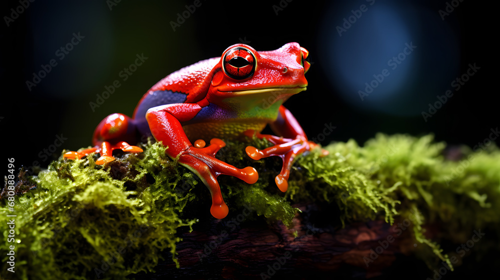 Wall mural Tree frog on a branch, in the style of vibrant