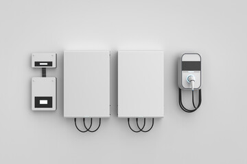 Ev charger and energy storage system - obrazy, fototapety, plakaty