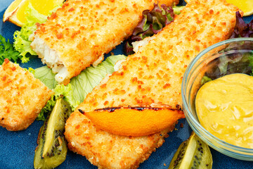 Fillets of grilled or oven baked pollock