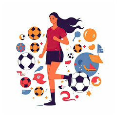 Women football soccer player kicking soccer ball vector tshirt design graffiti AI Generated