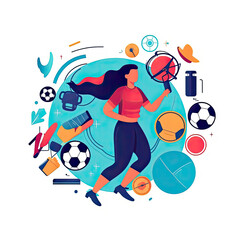 Women football soccer player kicking soccer ball vector tshirt design graffiti AI Generated