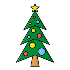Christmas tree. Vector cartoon illustration. Isolated on a white background.