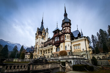 Peleș Castle in Transylvania . - obrazy, fototapety, plakaty