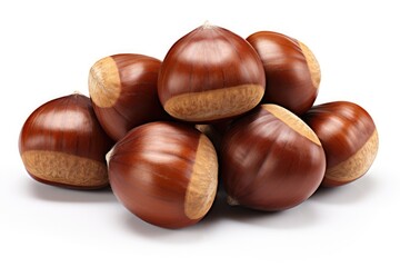 Obraz premium Chestnuts On White Background