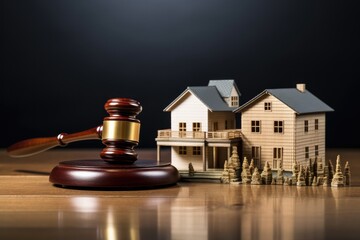 Concept Of Real Estate Law, Auctions, And Home Purchase. Сoncept Real Estate Law, Auctions, Home Purchase, Property Rights, Contractual Obligations - obrazy, fototapety, plakaty
