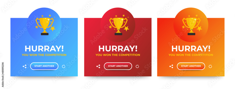 Aufkleber set of modern congratulations pop up banner with flat design on white background. professional web d