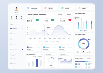 UI UX Infographic dashboard. UI design with graphs, charts and diagrams. Web interface template