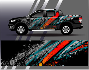 Car wrap design vector.Graphic abstract stripe racing background designs for vehicle, rally, race, adventure and car racing livery