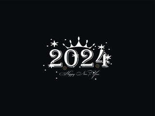 Congratulation Happy New Year, Firework Happy New Year 2024, New Year Design, Celebration Your Happy New Year Holiday, 2024, Holidays Special 2024, Creative Happy New Year Vector Crown Logo Design