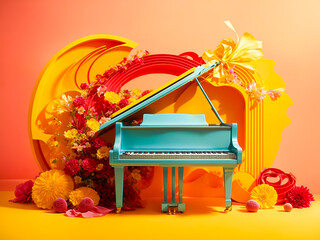 creative 3D piano background
