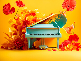 creative 3D piano background