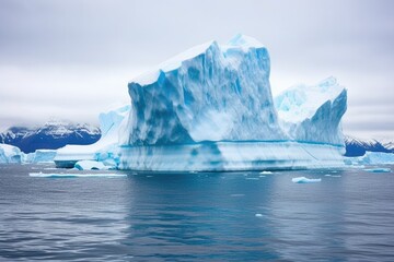 giant iceberg drifting away from the glacier after calving