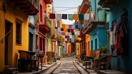 Poster streets of mexico, colourful houses © Tobias
