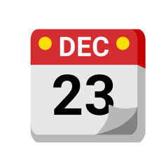 23 december calendar isolated on white transparent background for event, birthday, date, month, day, appointment, agenda, business and deadline