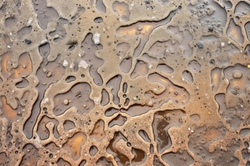dewdrops on muddy surface