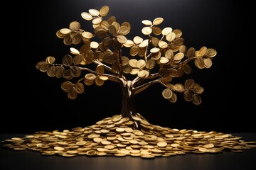 Golden Coin Tree Symbolizes Limitless Income And Wealth