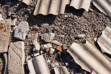 Backyard with building rubbish. Rural courtyard