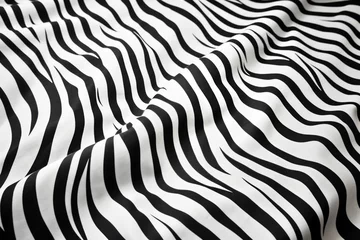 Gordijnen close-up of a bedsheet with zebra stripe pattern © Natalia
