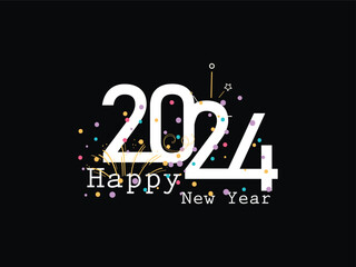 Happy New Year 2024, 2024, New Year Design, Happy New Year Art, Celebration Your Happy New Year Holiday, 2024, Creative Happy New Year Line Art Vector Star Firework Design, Holidays Special 2024