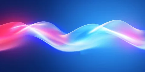 Poster Air flow cold and hot set of  elements. Abstract light effect blowing from an air conditioner, purifier and humidifier. Dynamic blurred wave motion on light, Generative AI © Lifetouch AI