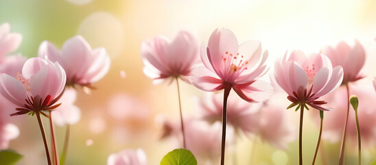 Beautiful spring bright natural background with soft pink tulip flowers.