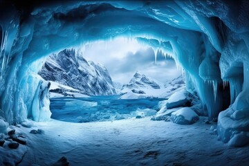 majestic ice cave formation in a glacial landscape