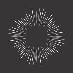 Sun burst, star burst sunshine. Radiating from the center of thin beams, lines. Vector illustration. Design element for logo, signs Dynamic style Abstract explosion, speed motion lines from the middle