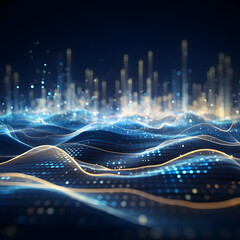 Fantastic Technology Wallpaper with Abstract Neon Wave Lines