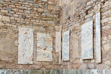 The 'terrace houses' at Ephesus. Marble panels at walls. Restoration process. Selcuk (Izmir), Turkey (Turkiye)