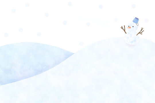 Winter scene with snowman in the snowy mountain Clipart PNG