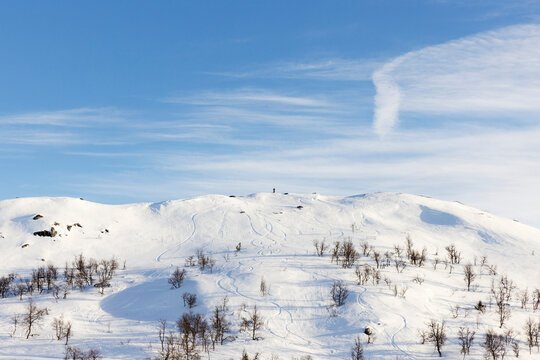 Snow on mountain in Rauland, Norway